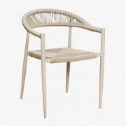 Krzesło Ogrodowe Sztaplowane Z Podłokietnikami Z Aluminium I Syntetycznego Rattanu Amatria Kremowa Tapioca - Sklum