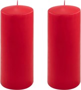 Zestaw słupkowych świec, 25 cm, Ø 10 cm, czerwony, 2 sztuki.