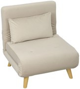 HOMCOM Rozkładany Fotel z Funkcją Spania, Fotel Relaksacyjny w Wyglądzie Aksamitu, Regulowane Oparcie, do 120 kg, Beżowy