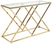 Konsola CHARLOTTE marki Pascal Morabito – szkło hartowane i stal – kolor złoty