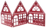 Świąteczna metalowa dekoracja Three housesczerwona, 50 x 20 x 2,5 cm