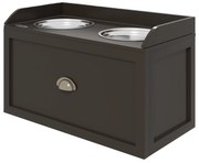 PawHut Stacja Karmienia dla Psów, Podwyższone Miski, 2 Miski ze Stali Nierdzewnej, 1 Szuflada, 60 x 30 x 36 cm, Brązowy