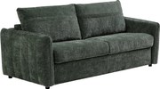 Kanapa  3-osobowa rozkładana typu express z tkaniny teksturowanej zielonej  - Powierzchnia spania 145 cm MALOGU
