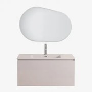 Zestaw Wiszących Mebli Łazienkowych Zintegrowany Z Umywalką Macrae Nature & Owalna Lampa Led I - Sklum