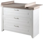 Biała niska komoda dziecięca w dekorze wiązu z przewijakiem 120x98 cm Felicia – Roba