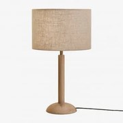 Lampa Stołowa Harry Z Drewna Mango Drewno Mango & Beżowy Len Ø30 Cm - ↑20 Cm Arlina - Sklum
