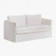 Sofa Dwuosobowa Grace Z Lnu I Bawełny Tkaniny Distressed White - Sklum