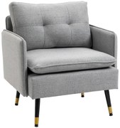 HOMCOM Fotel pojedynczy w stylu lnianym Szary do 120 kg Wygodny i elegancki do każdego wnętrza | Aosom PL