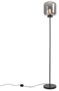 Inteligentna lampa podłogowa czarna z przydymionym szkłem, w tym WiFi ST64 - QaraDesignerski Oswietlenie wewnetrzne
