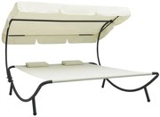 Kremowy dwuosobowy leżak ogrodowy z baldachimem P2-E99