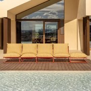 Modułowa Sofa Ogrodowa 4-częściowa Z Pufem Rozkładanym Amaro Miód Żółty - Chocolate & Blk Frame - Sklum