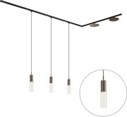 Nowoczesny system szynowy czarny z 3 lampami wiszącymi i 2 lampami sufitowymi brązowy 1-fazowy - Iconic Lloyd Pulley