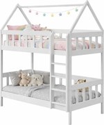 Białe łóżko domek piętrowe 2-osobowe B4-M41