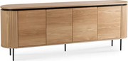 Komoda do Salonu BECK 200 cm Dąb Czterodrzwiowa Ryflowana Skandynawska