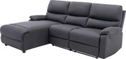 Kanapa narożna z elektryczną funkcją relax z tkaniny – kolor antracytowy – lewostronna -  LUNANO