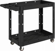 HOMCOM Wózek narzędziowy z 2-poziomowymi półkami, uchwyt, koła, Plastik, Czarny