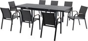 Aluminiowy zestaw ogrodowy: stół rozkładany dł. 180/240 cm i 8 foteli - Antracyt - ZEYVA od MYLIA