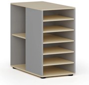 Dostawna szafka półkowa do biurka PRIMO GRAY, lewa, szara/brzoza