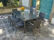 Duży zestaw obiadowy Sottile szary technorattan