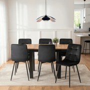 Zestaw Stół Kwadratowy Rozkładany MAX 80-160 cm Dąb Craft/Czarny i 6 Krzeseł PERU Czarnych Welurowych