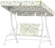 AIYAPLAY Huśtawka ogrodowa dla dzieci, rama stalowa, 2-osobowa, 60 kg nośności, Biała