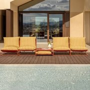 Zestaw Ogrodowy Z 2 Modułowymi Sofami 2-elementowymi I Rozkładanym Stolikiem Bocznym Amaro Miód Żółty - Chocolate & Blk Frame - Sklum