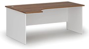 Narożne biurko PRIMO WHITE, 180x120 cm, lewe, biały/orzech