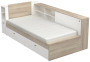 Łóżko modułowe 90 x 190/200 cm ze schowkami - Biały i naturalny - LIARA