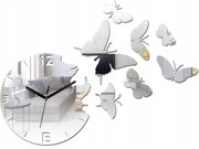 Zegar ścienny cichy nowoczesny do salonu lub sypialni akrylowy z motylami