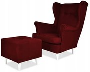 Uszak z pufą fotel skandynawski wiśniowy PRODUCENT