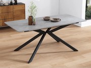 Rozkładany stół jadalny - nogi krzyżowe z kutego żelaza - blaty z wzorem cementu - Szary i Czarny