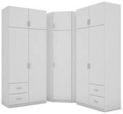 Szafa narożna z półkami i szufladami 189 x 240 cm – Biała