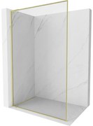 Mexen Kioto-XF L ścianka prysznicowa Walk-in z ramką 100 x 202 cm, transparent 10 mm, złota szczotkowana - 800-100-174-55-00-XF
