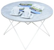 Okrągły stolik kawowy z bialym stelażem beton D2-N17