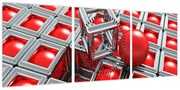Obraz - 3D metaliczna abstrakcja (z zegarem) (90x30 cm)