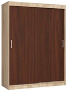 Szafa przesuwna z półkami i drążkiem dąb sonoma + wenge B3-R46