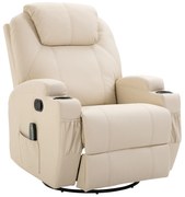 HOMCOM Fotel masujący do relaksu z 5 trybami masażu kremowy wygodny do salonu | Aosom PL