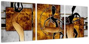 Obraz - Motywy kultury afrykańskiej (z zegarem) (90x30 cm)