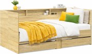 Drewniane łóżko dąb sonoma 90x200 cm T9-R38