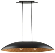 Lampa wisząca nowoczesna, podłużna - Gondola czarno-miedziana szerokość 84, 114cm