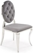 Krzesło medalion w stylu glamour popielaty + srebrny E8-R45