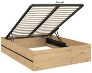 Łóżko ze skrzynią 140 x 190 cm - Naturalny i czarny - LUDARO