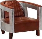 Fotel Skórzany w Stylu Lotniczym Brązowy Wygodny i Solidny