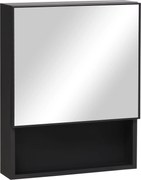 Szafka łazienkowa kleankin, 2 półki wewnętrzne, otwarta półka, obudowa ze stali, czarna, 46 x 13,5 x 58 cm