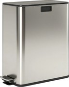 HOMCOM Kosz kuchenny 2 x 28L ze stali nierdzewnej, pedał, pokrywa soft-close, wyjmowane wkłady | Aosom PL