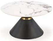 Okrągły stolik kawowy glamour biały marmur + czarny - Nito 4X