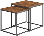 Komplet 2 stolików kawowych typu 2w1 rustykalny brąz K2-B47