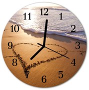 Zegar ścienny okrągły Serce na plaży