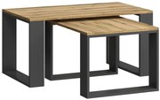 Zestaw 2 prostokątnych stolików antracyt + dąb wotan P0-P12