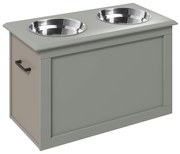 PawHut Stacja Karmienia Podwyższona z 1 Schowkiem i 2 Miskami ze Stali Nierdzewnej, 60 cm x 30 cm x 41 cm, Szary